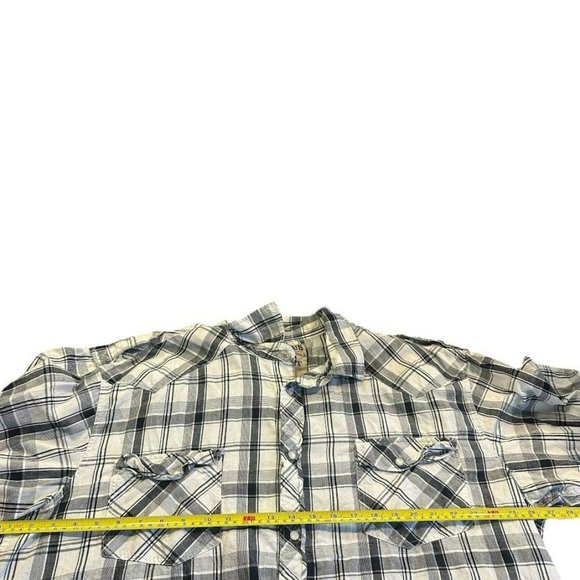 Surplus‎ White Black Plaid Pearl Snap Button Short Sleeve Shirt Mens 2XLT - Picture 3 of 4